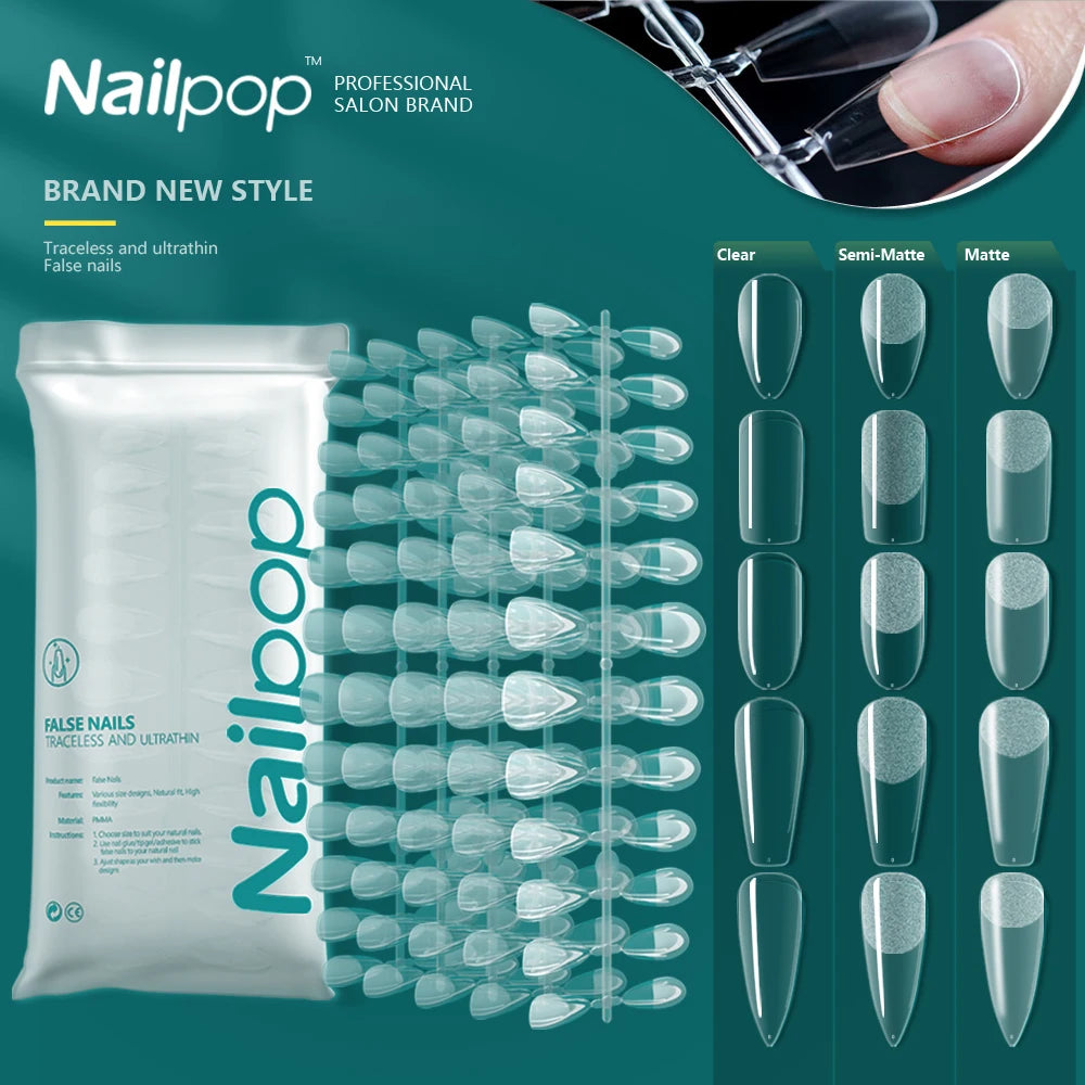 120Pcs Fake Nails Full Cover Press on Nails Coffin Soft Gel American Pose Capsule False Nail Tips for Extension System